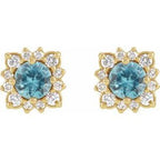 Round Halo-Style Earrings