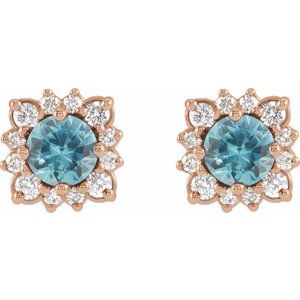Round Halo-Style Earrings