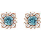 Round Halo-Style Earrings