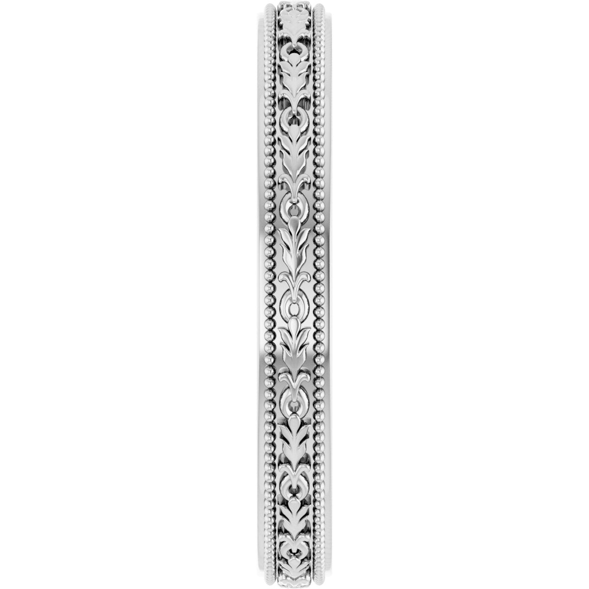 Milgrain Floral Flat Band