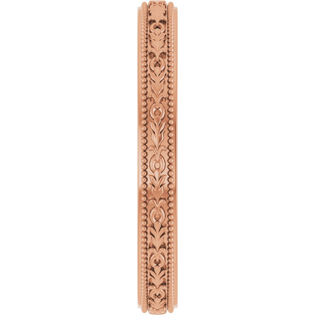 Milgrain Floral Flat Band