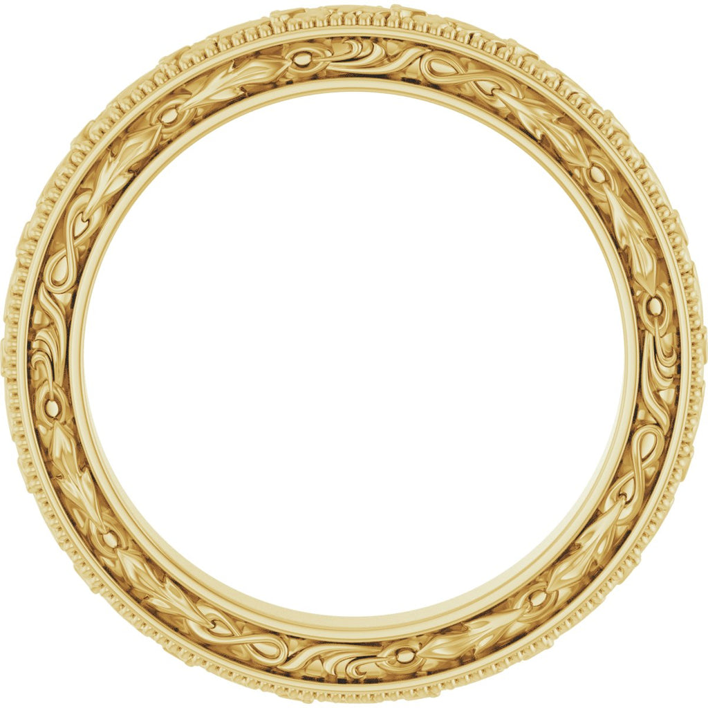Milgrain Floral Flat Band