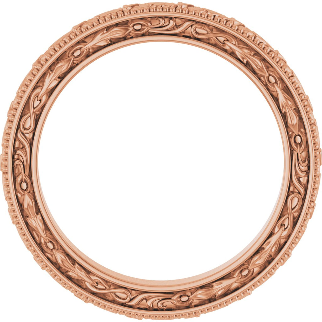 Milgrain Floral Flat Band