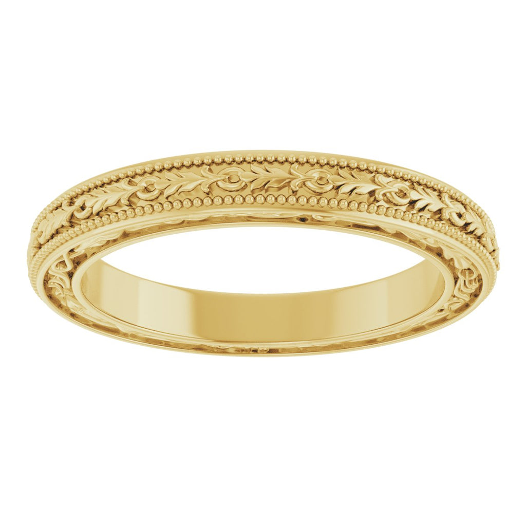 Milgrain Floral Flat Band