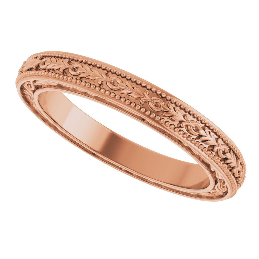 Milgrain Floral Flat Band