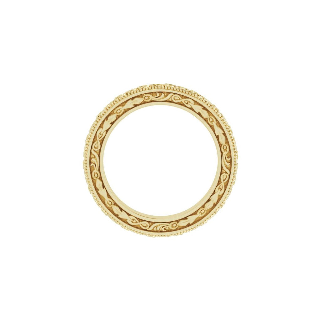 Milgrain Floral Flat Band