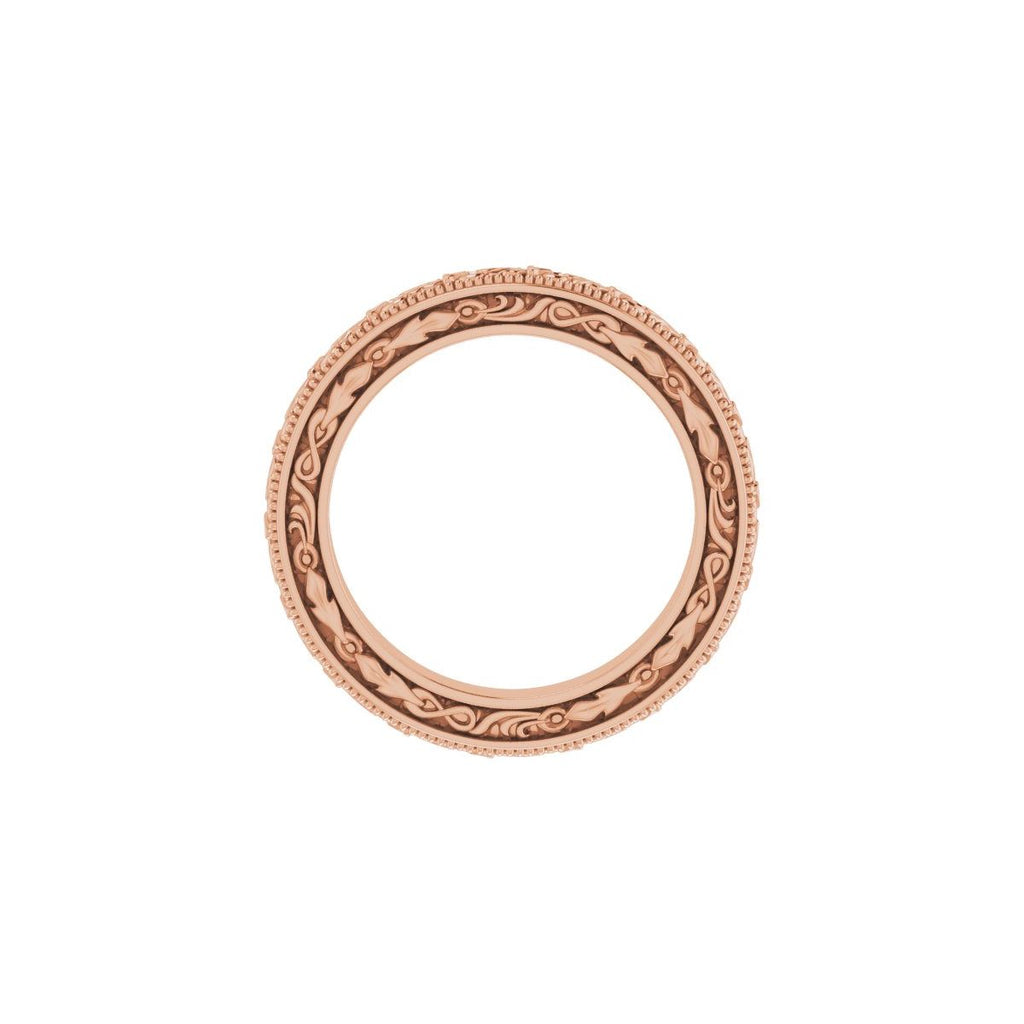 Milgrain Floral Flat Band