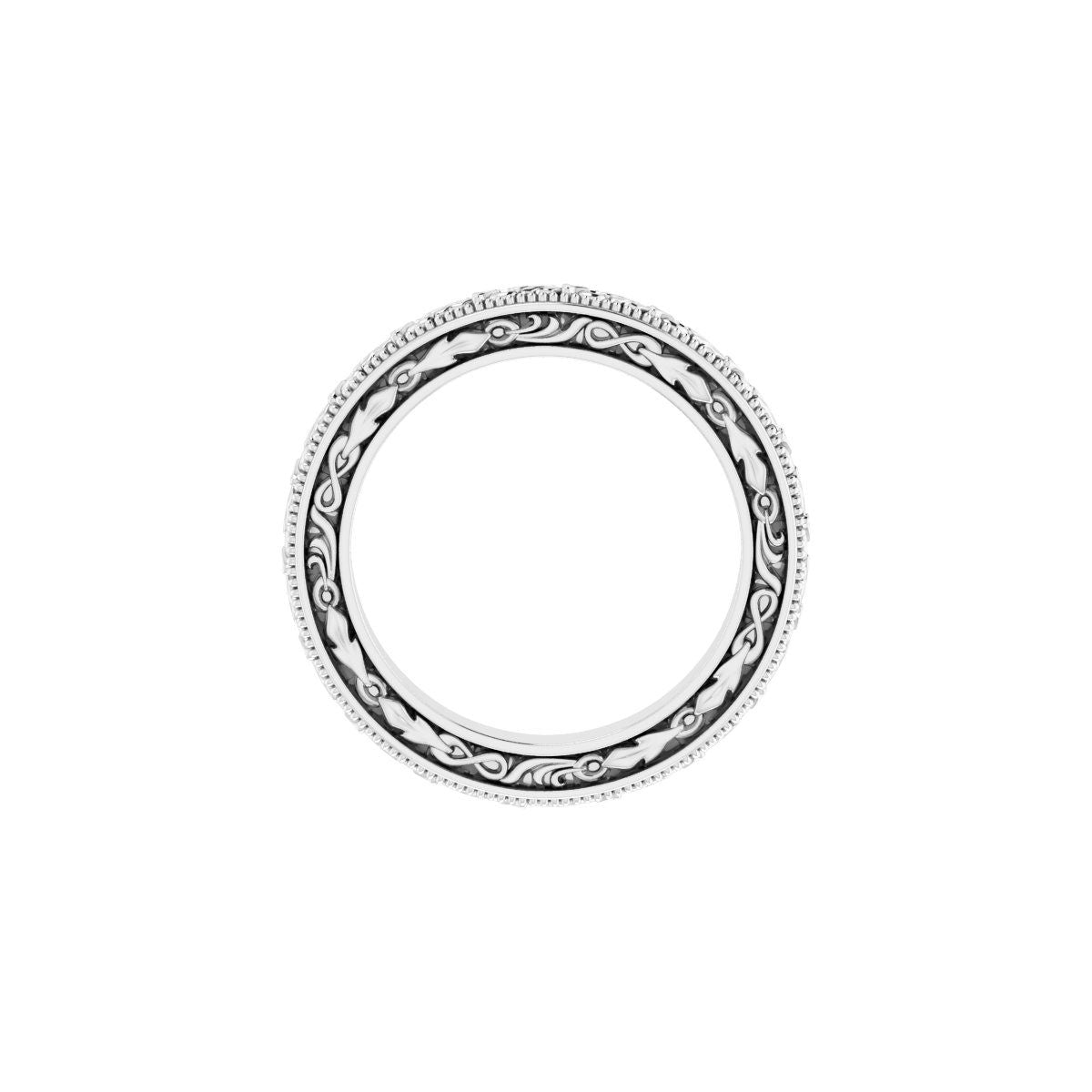 Milgrain Floral Flat Band