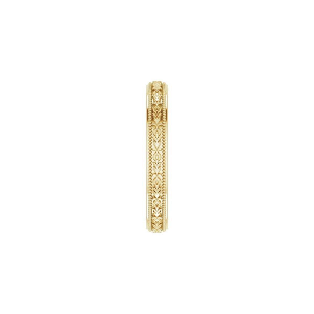 Milgrain Floral Flat Band