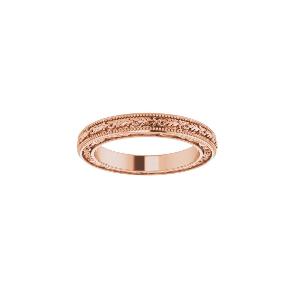 Milgrain Floral Flat Band