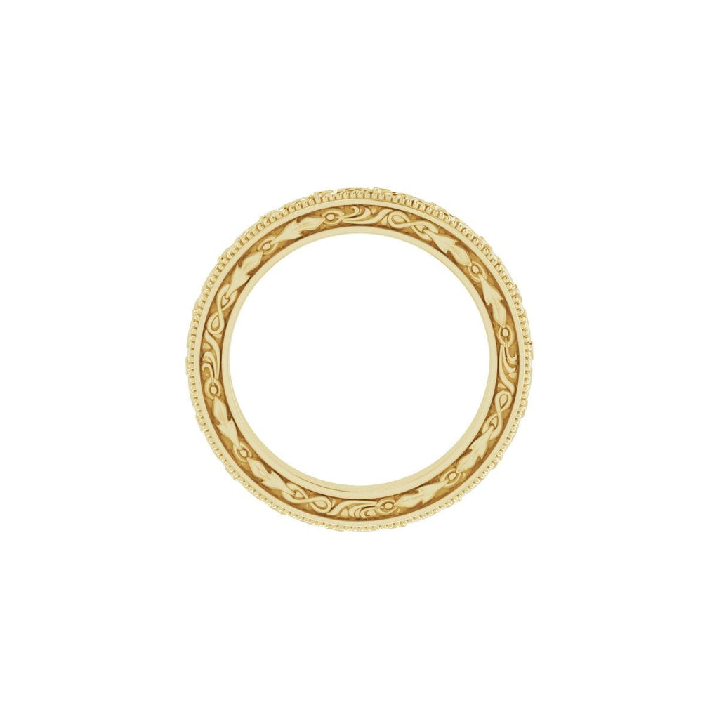 Milgrain Floral Flat Band
