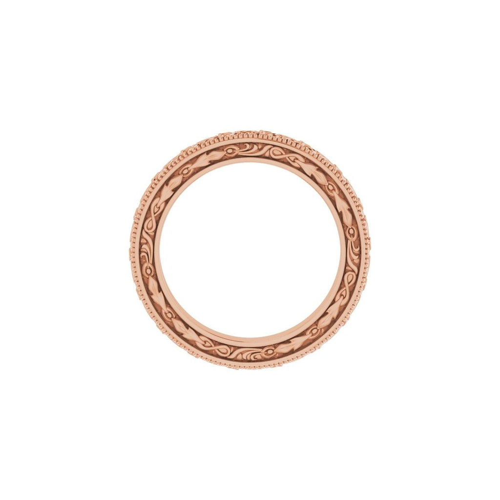 Milgrain Floral Flat Band