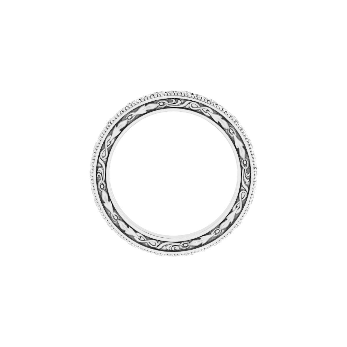 Milgrain Floral Flat Band