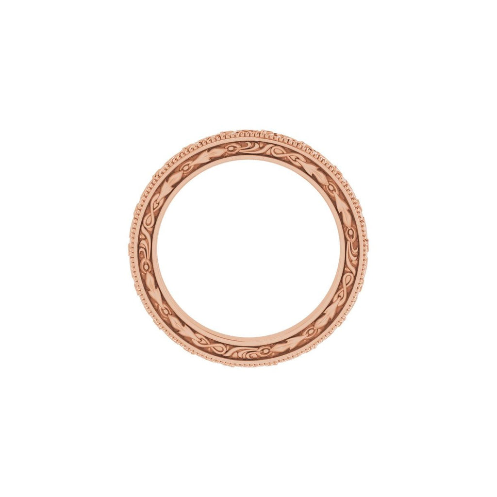 Milgrain Floral Flat Band