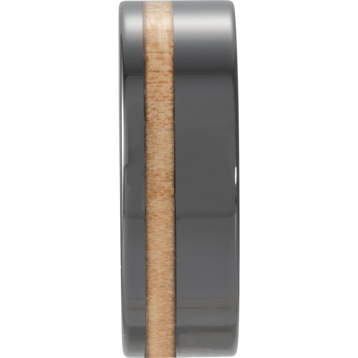 Cypress Wood Inlay Comfort-Fit Flat Band