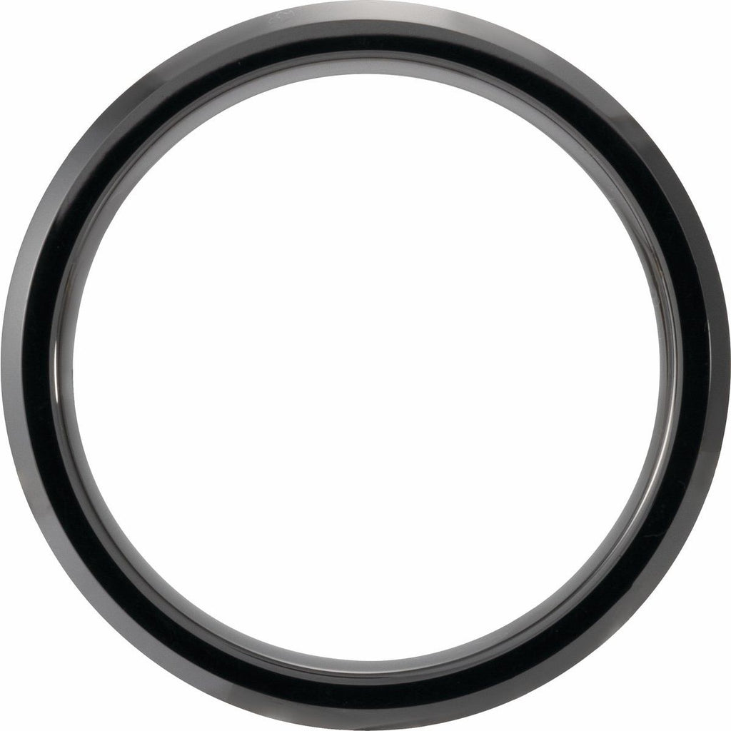 Beveled-Edge Cypress Wood Inlay Comfort-Fit Flat Band