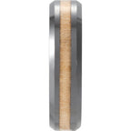 Beveled-Edge Cypress Wood Inlay Comfort-Fit Flat Band