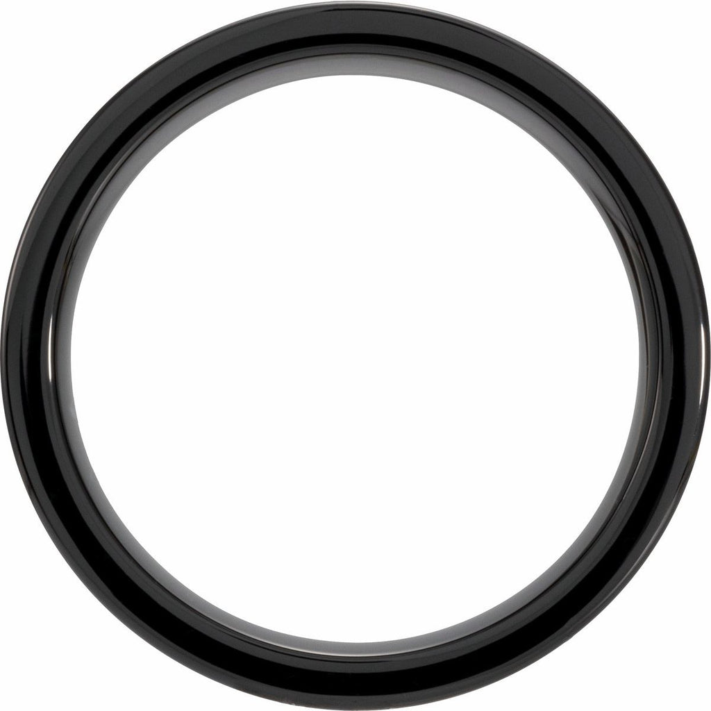 Hickory Wood Inlay Comfort-Fit Flat Band