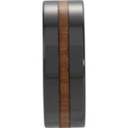 Hickory Wood Inlay Comfort-Fit Flat Band