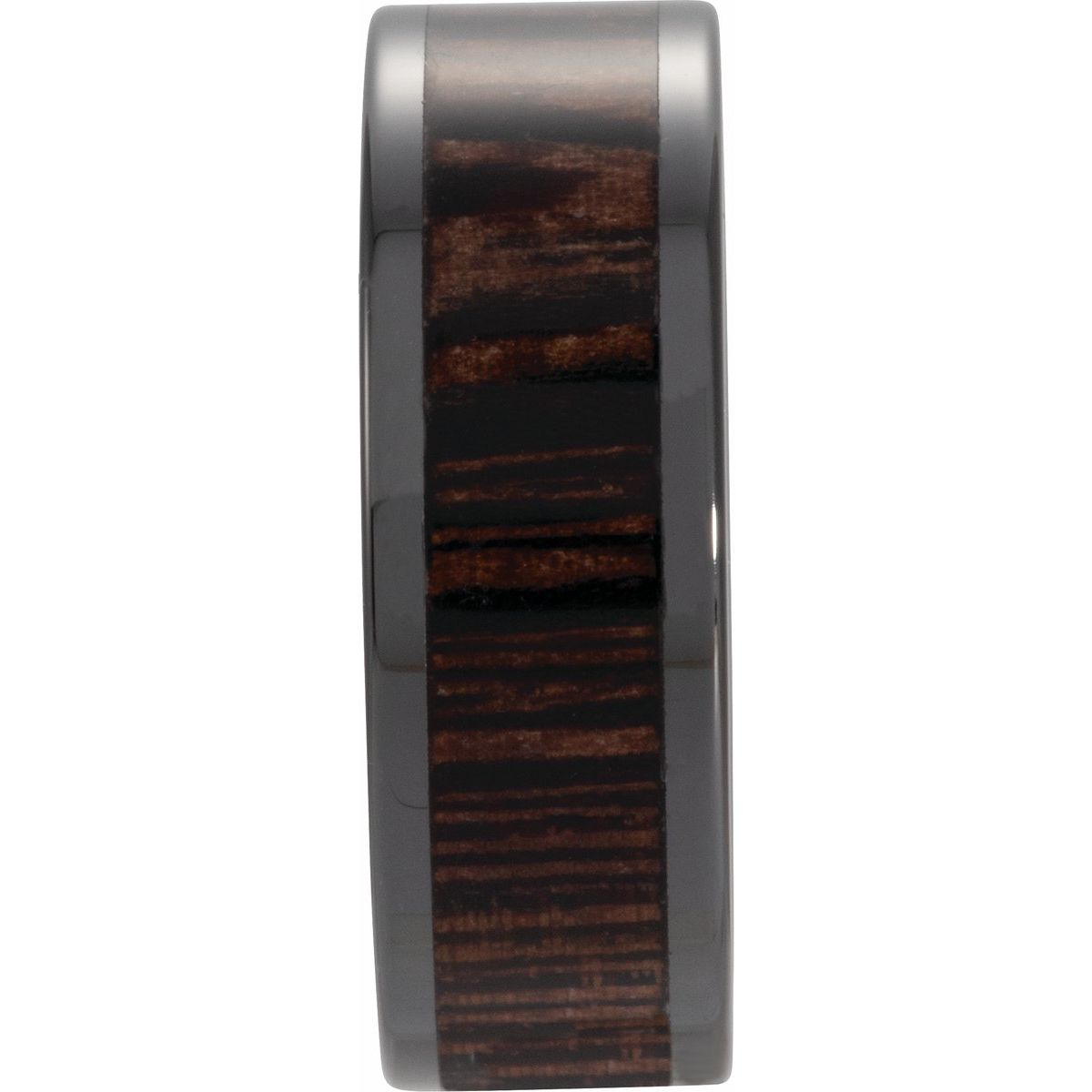 Wenge Wood Inlay Comfort-Fit Flat Band