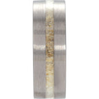 Antler Wood Inlay Comfort-Fit Flat Band with Satin Finish