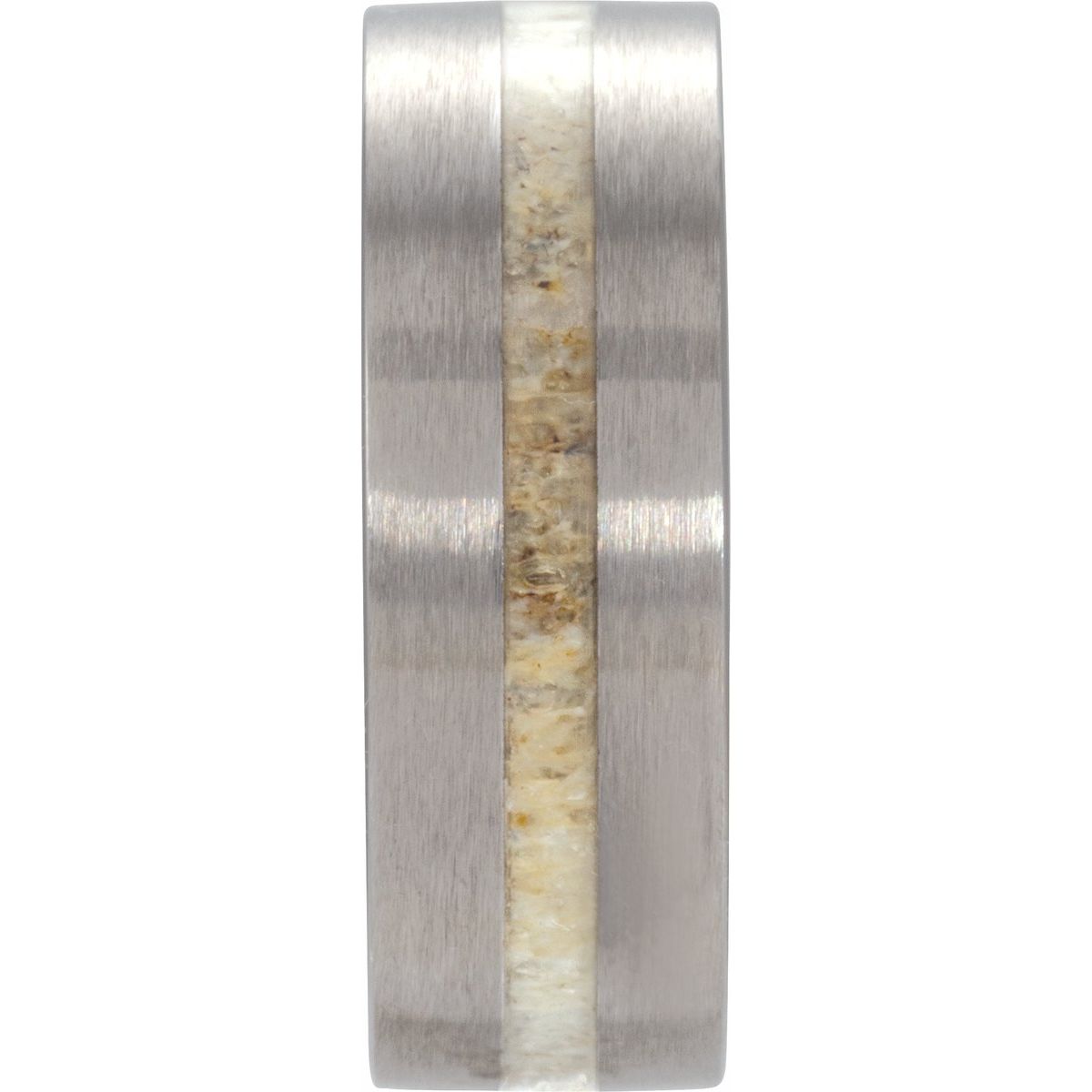 Antler Wood Inlay Comfort-Fit Flat Band with Satin Finish