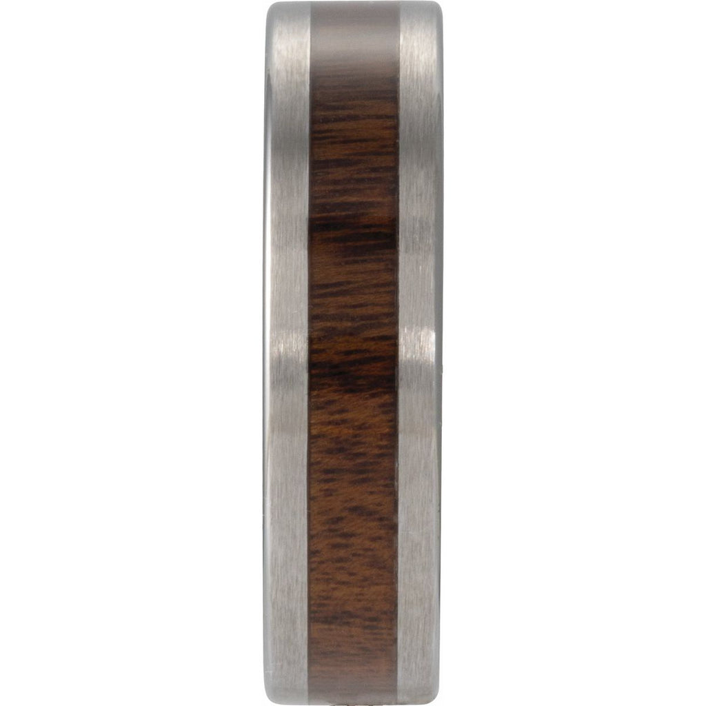 Texas Ebony Wood Inlay Comfort-Fit Flat Band