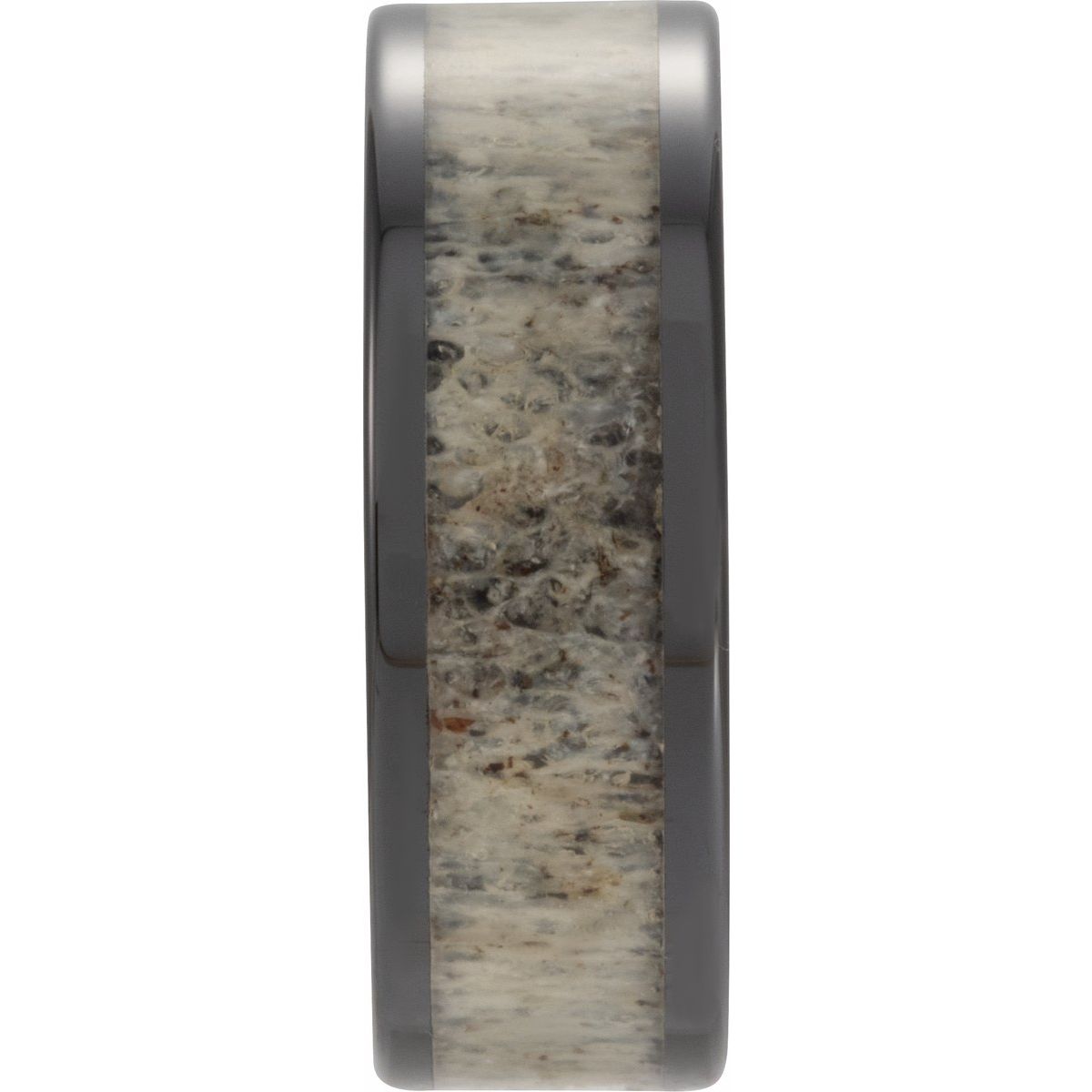 Antler Wood Inlay Comfort-Fit Flat Band