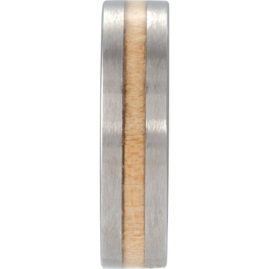Cypress Wood Inlay Comfort-Fit Flat Band