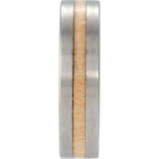 Cypress Wood Inlay Comfort-Fit Flat Band