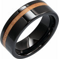 Cypress Wood Inlay Comfort-Fit Flat Band