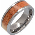 Mesquite Wood Inlay Comfort-Fit Flat Band