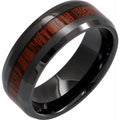Beveled-Edge Mahogany Wood Inlay Comfort-Fit Band