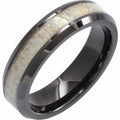 Beveled-Edge Antler Wood Inlay Comfort-Fit Band