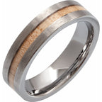 Cypress Wood Inlay Comfort-Fit Flat Band