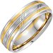 Stepped-Edge Milgrain Grooved Comfort-Fit Half Round Band with Satin Finish