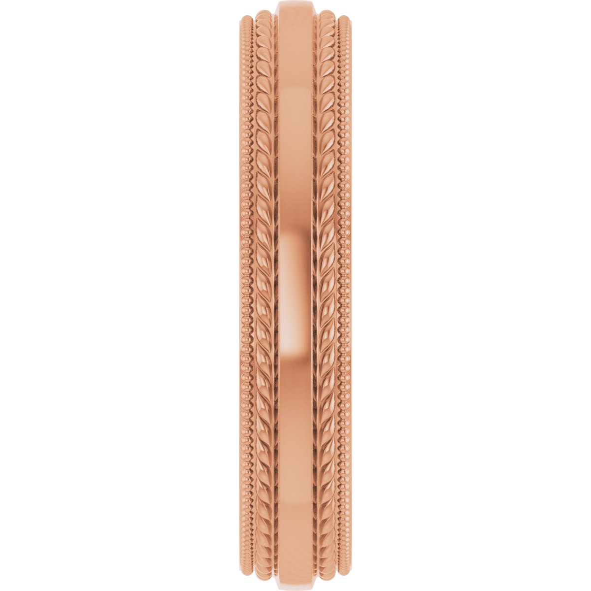 Rope & Milgrain Stepped-Edge Comfort-Fit Half Round Band