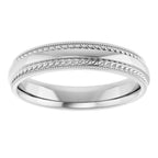 Rope & Milgrain Stepped-Edge Comfort-Fit Half Round Band