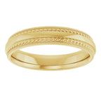 Rope & Milgrain Stepped-Edge Comfort-Fit Half Round Band