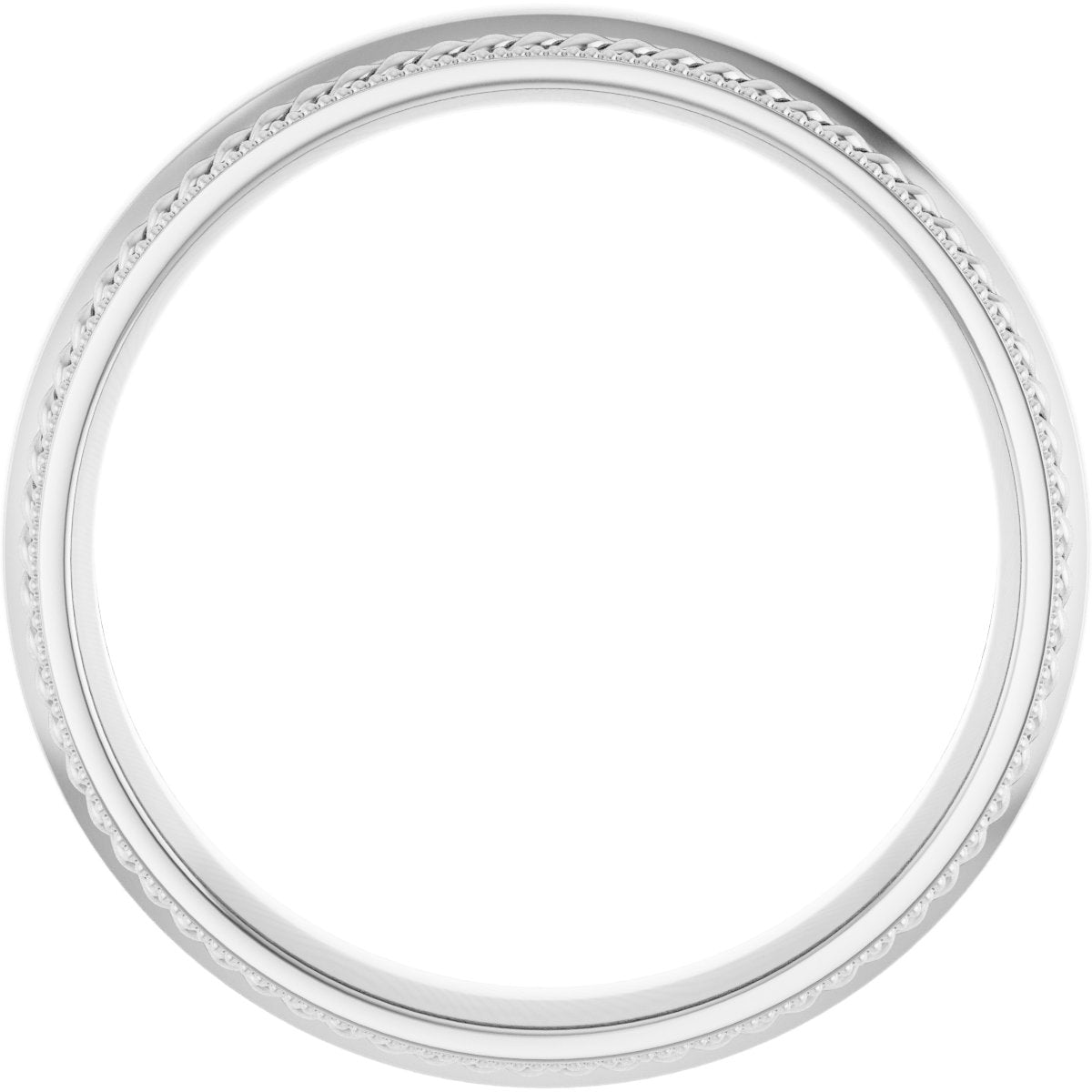 Rope & Milgrain Stepped-Edge Comfort-Fit Half Round Band