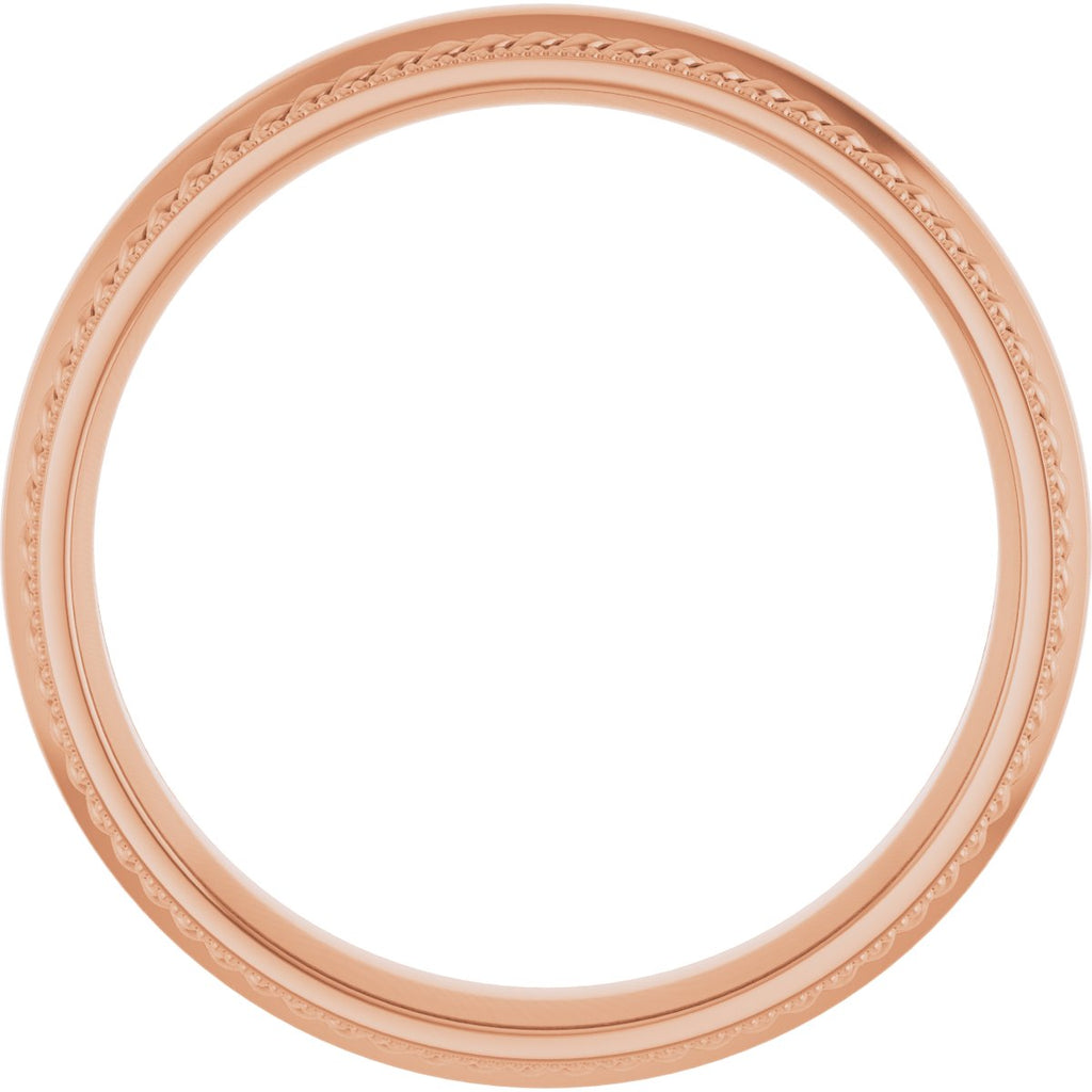 Rope & Milgrain Stepped-Edge Comfort-Fit Half Round Band