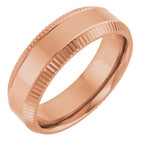 Beveled-Edge Grooved Comfort-Fit Half Round Band