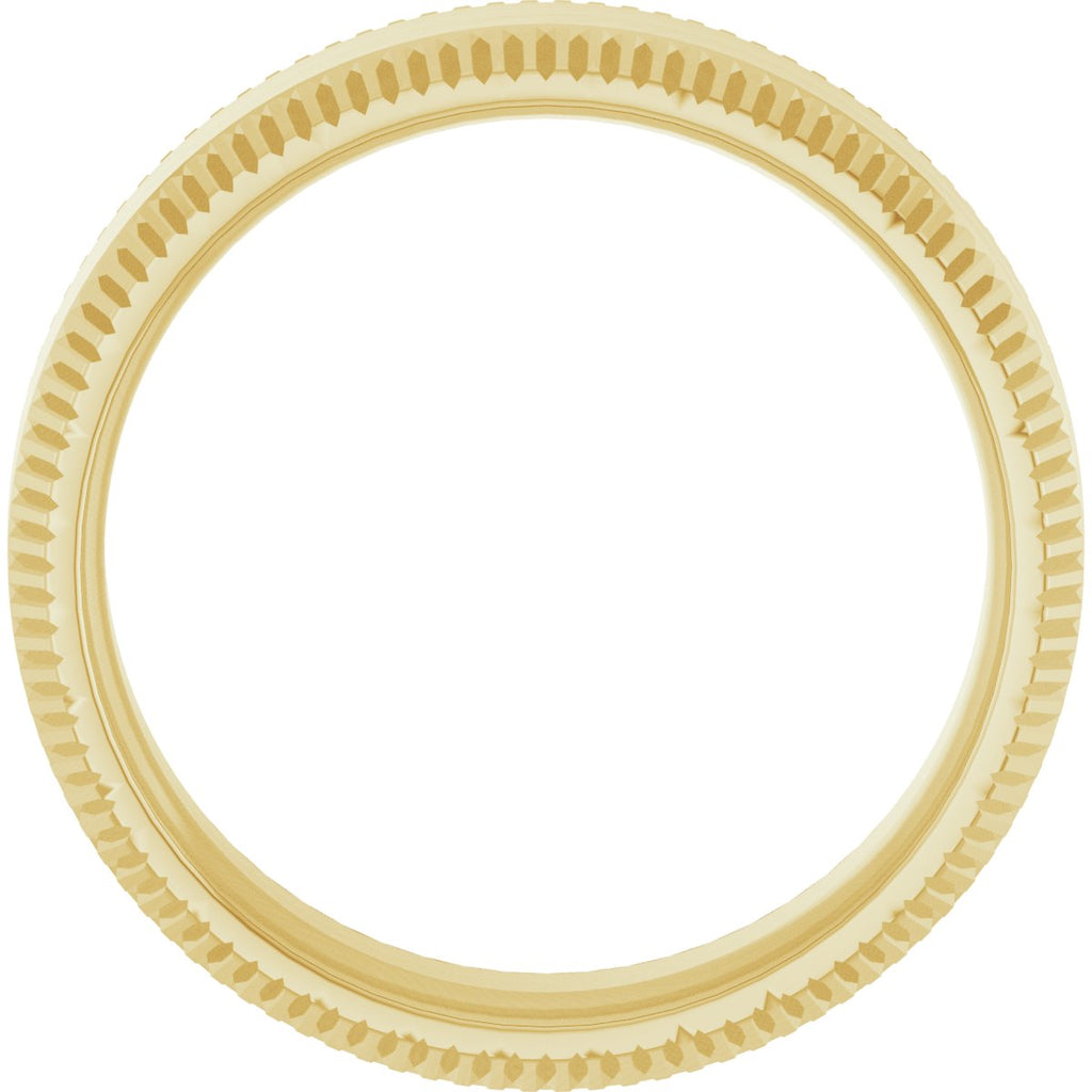 Beveled-Edge Grooved Comfort-Fit Half Round Band