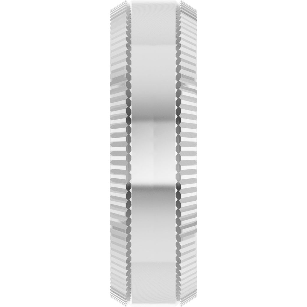 Beveled-Edge Grooved Comfort-Fit Half Round Band