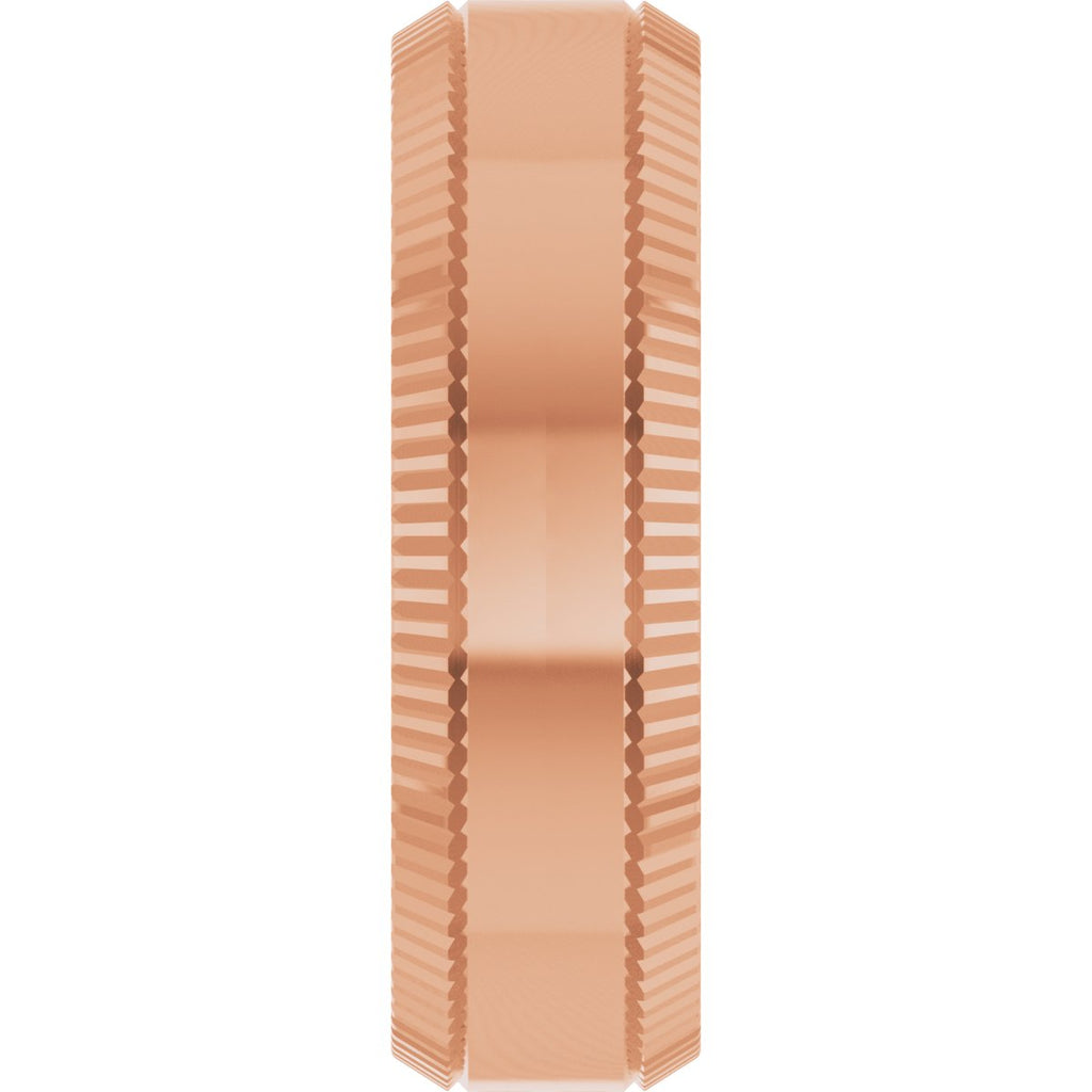 Beveled-Edge Grooved Comfort-Fit Half Round Band