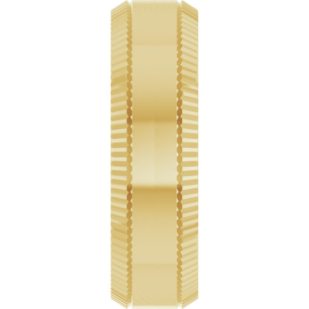 Beveled-Edge Grooved Comfort-Fit Half Round Band