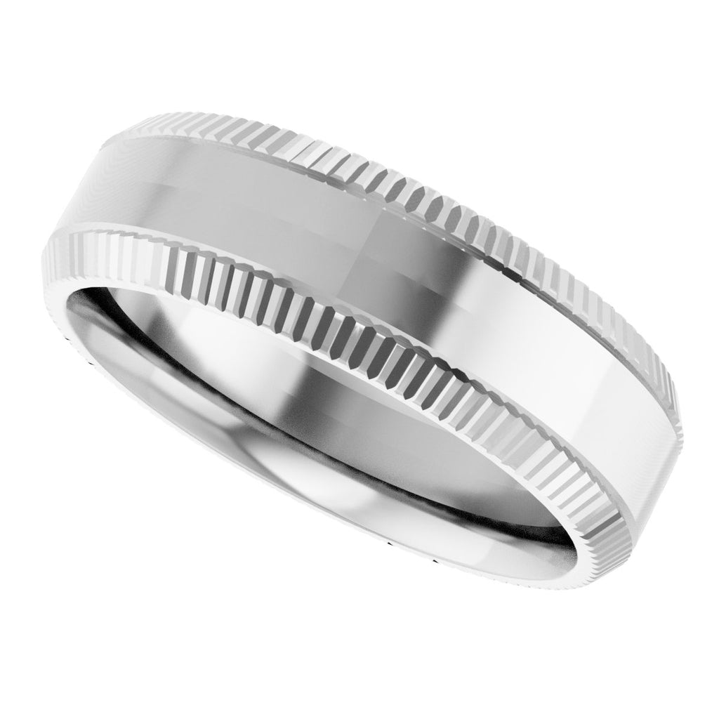 Beveled-Edge Grooved Comfort-Fit Half Round Band