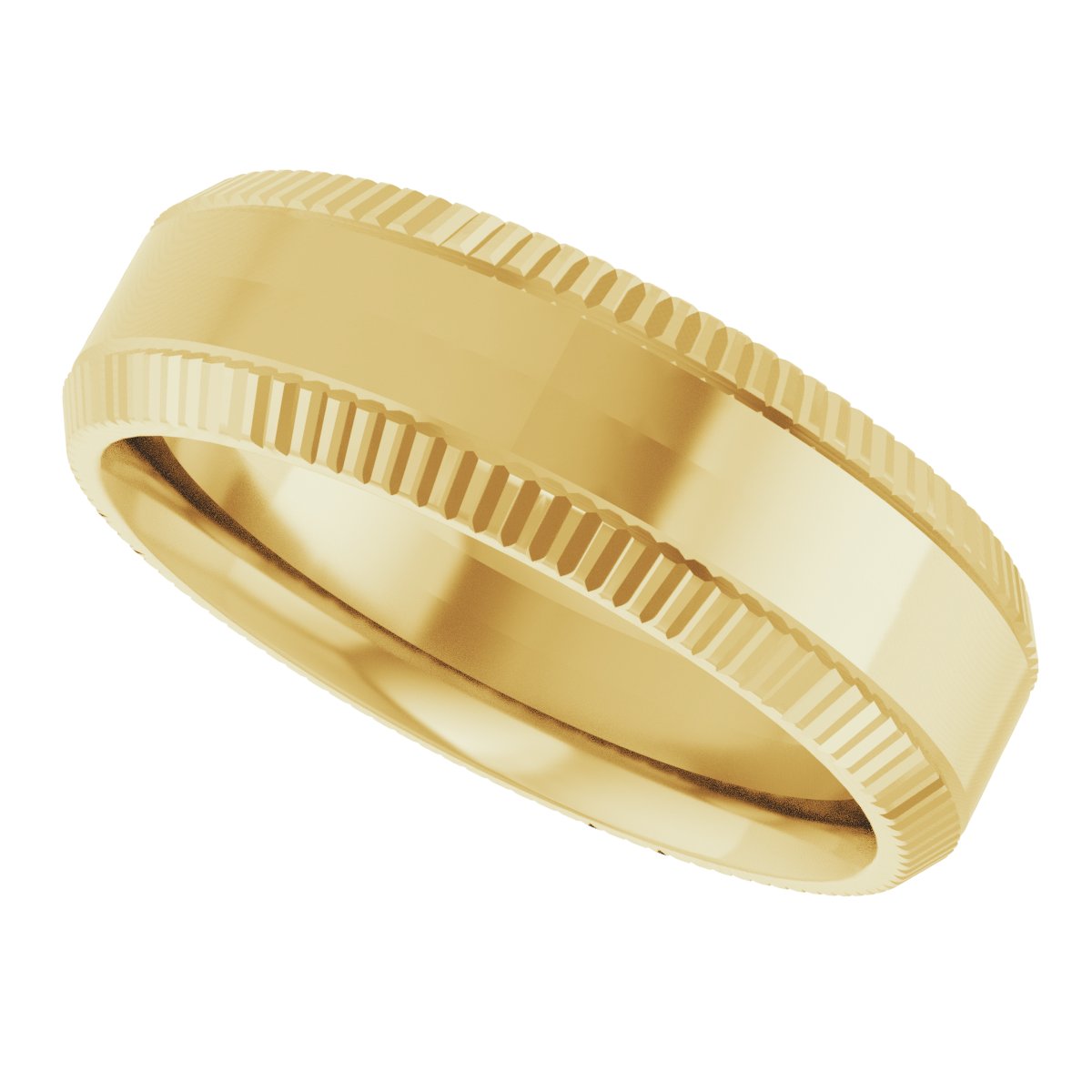 Beveled-Edge Grooved Comfort-Fit Half Round Band