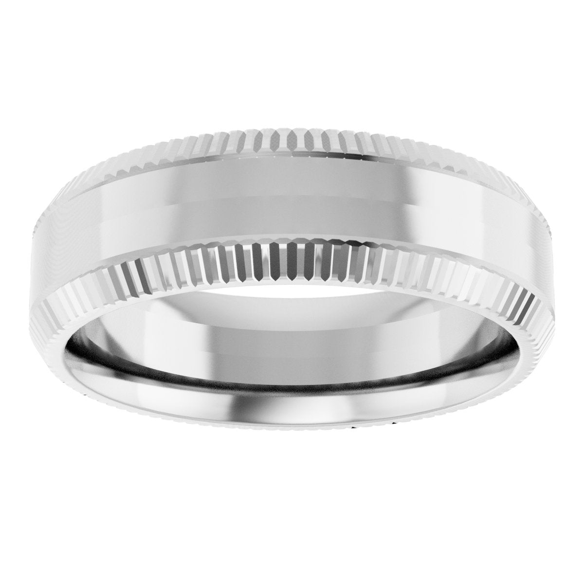 Beveled-Edge Grooved Comfort-Fit Half Round Band