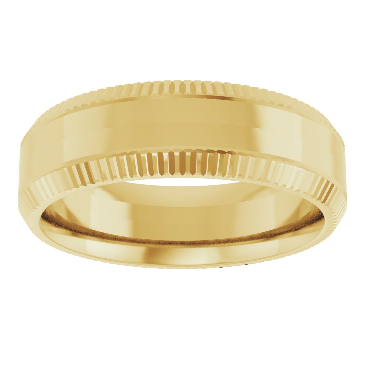 Beveled-Edge Grooved Comfort-Fit Half Round Band